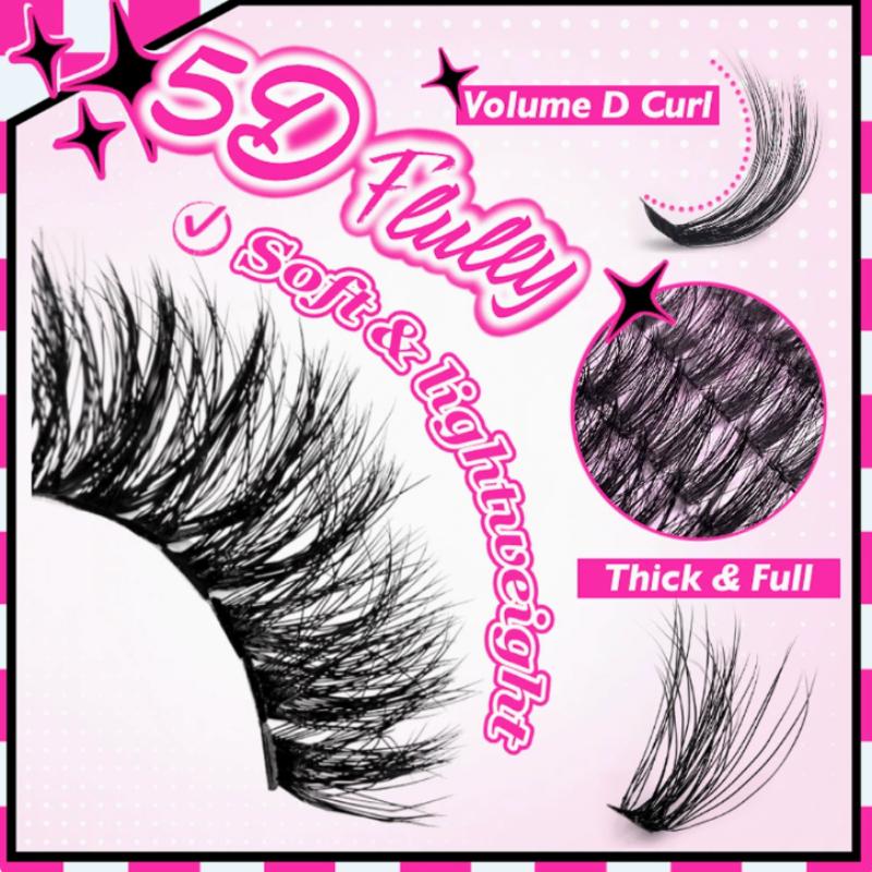 Eyelash Extension With Glue - Natural Cluster Feather Lash Kit Segmented