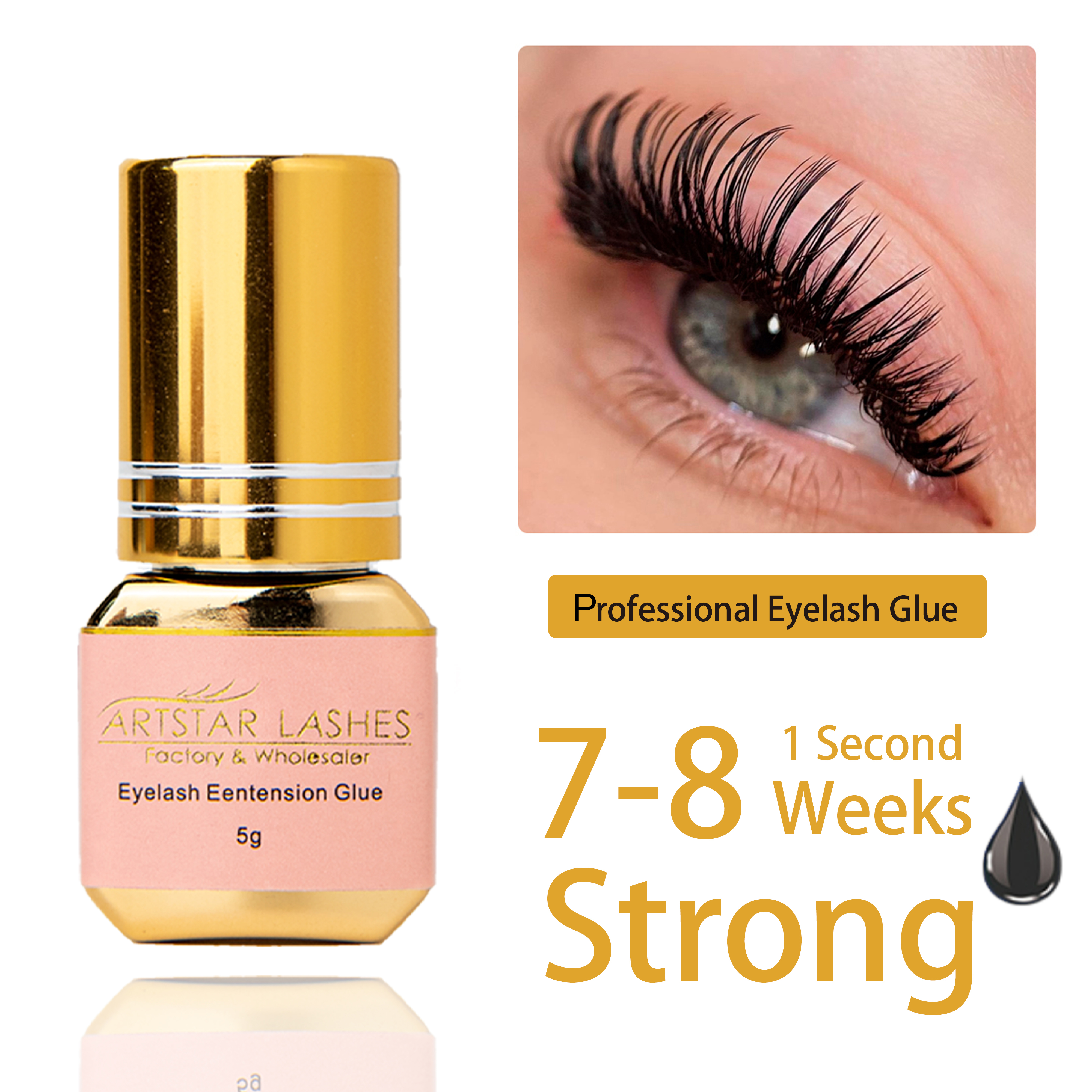 Eyelash Extension Glue For Sensitive Eyes - ARTSTAR 5ml Eyelash Glue Extensions 0.5S/1S/2S