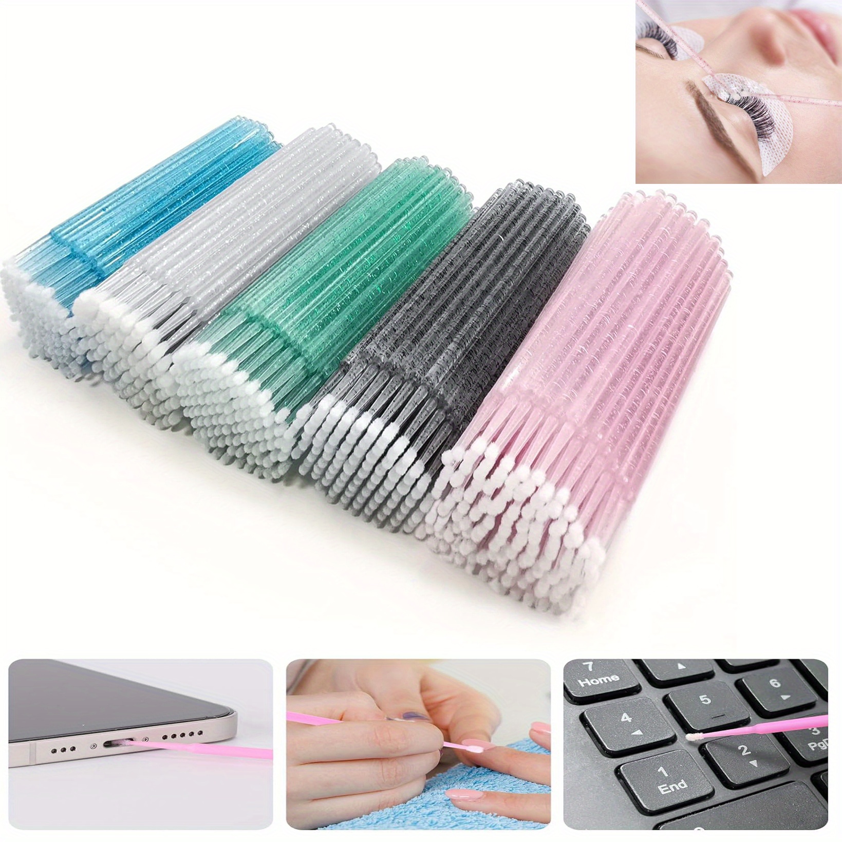 Eyelash Extension With Glue - 500PCS 5-Color Coded Micro Brushes -