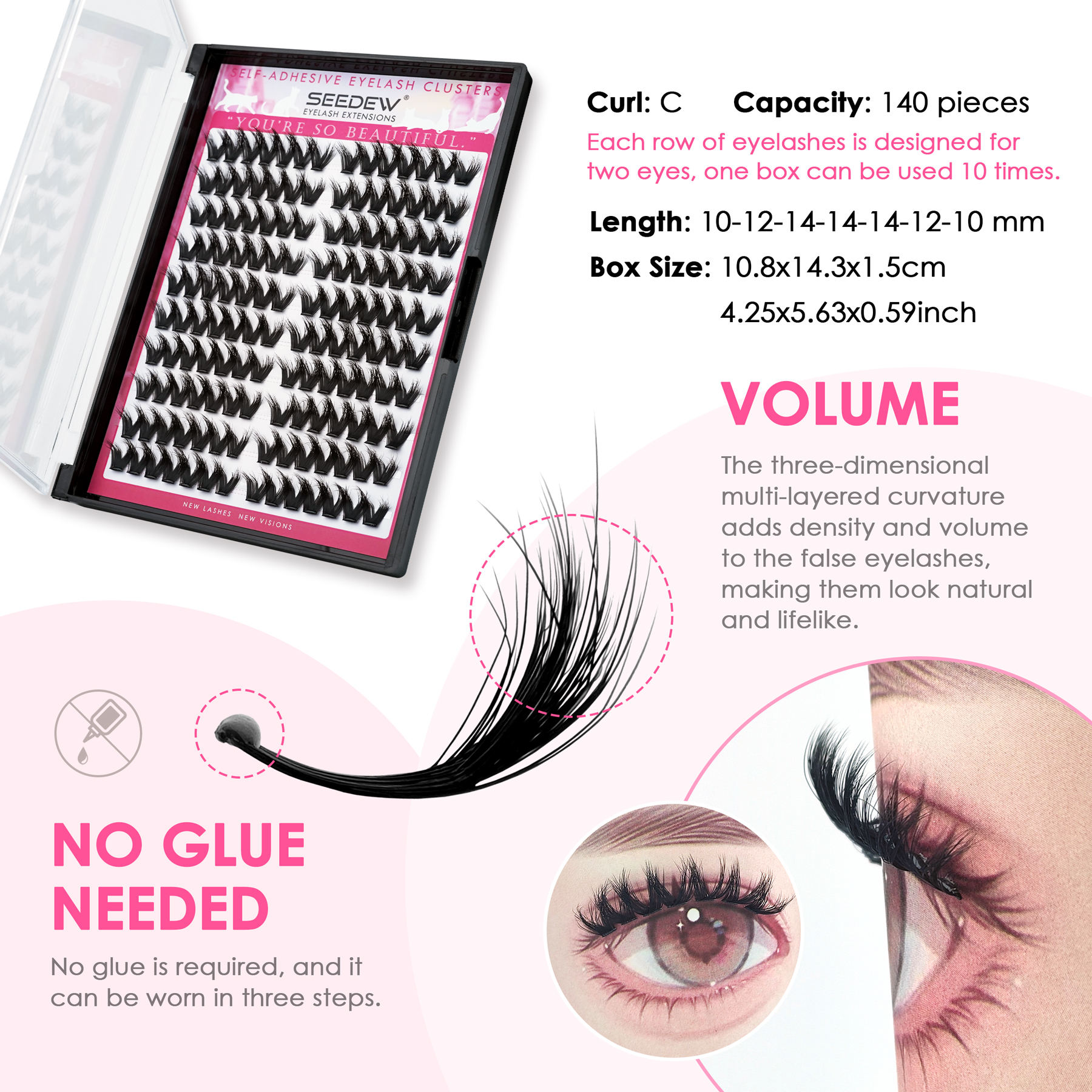SEEDEW 3D V-shaped Thick False – Eyelash Extension With Glue Bewertung und Preis